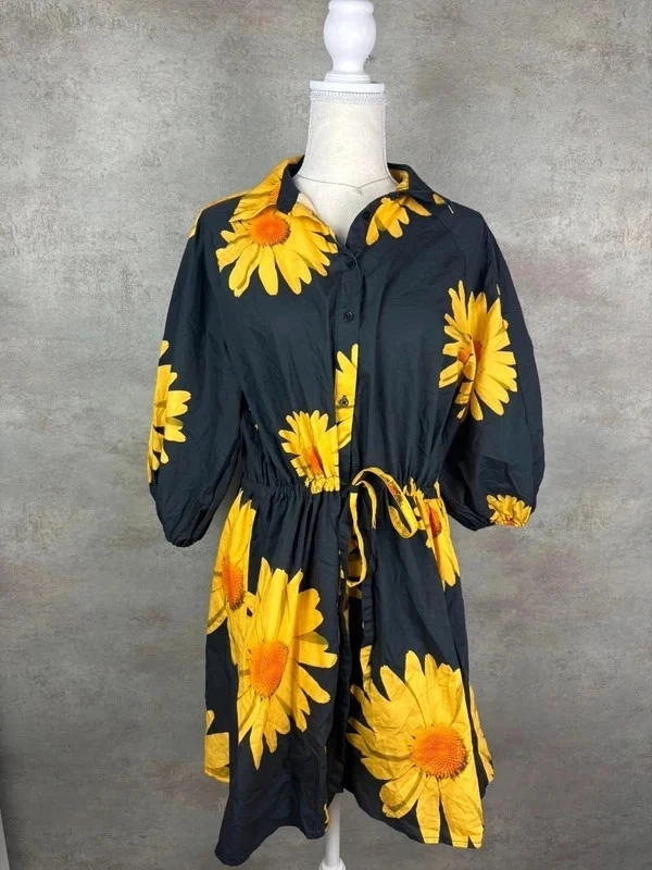 ✨ Black dress with yellow flower patterns Desigual Size 42/44 ✨ – photo 2